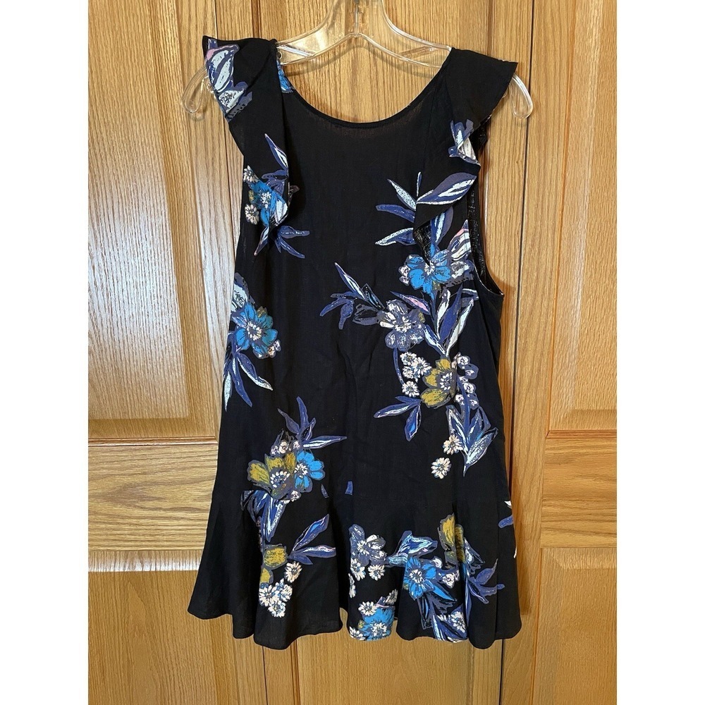 Free People Summer in Tulum Linen Blend Floral Tunic Ruffle Top Size Small